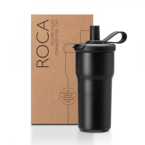 Roca 600ml recycled insulated stainless steel cup with straw